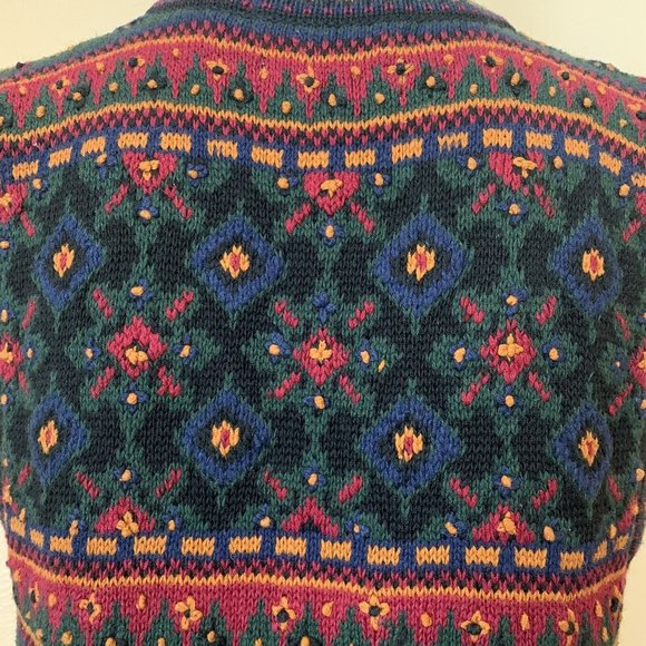 Cape Isle Knitters Cable Knit Sweater Vest Women Med Hand Knit Multicolor Button - Picture 3 of 7